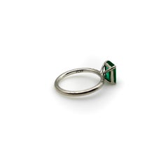 Platinum Emerald and Diamond Solitaire Ring
