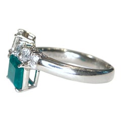 Platinum Emerald and Diamond Toi et Moi Ring