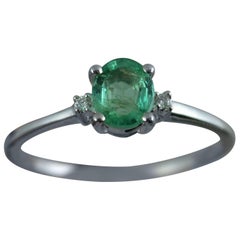 Platinum Emerald and Diamond Trilogy Ring by Lorique