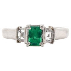 Platinum Emerald And Diamond Trilogy Ring