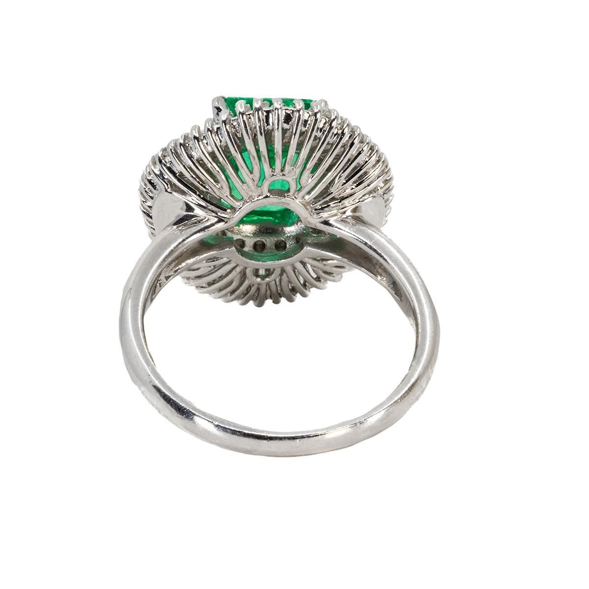 Women's or Men's Platinum Emerald Ballerina Ring For Sale