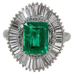 Platinum Emerald Ballerina Ring
