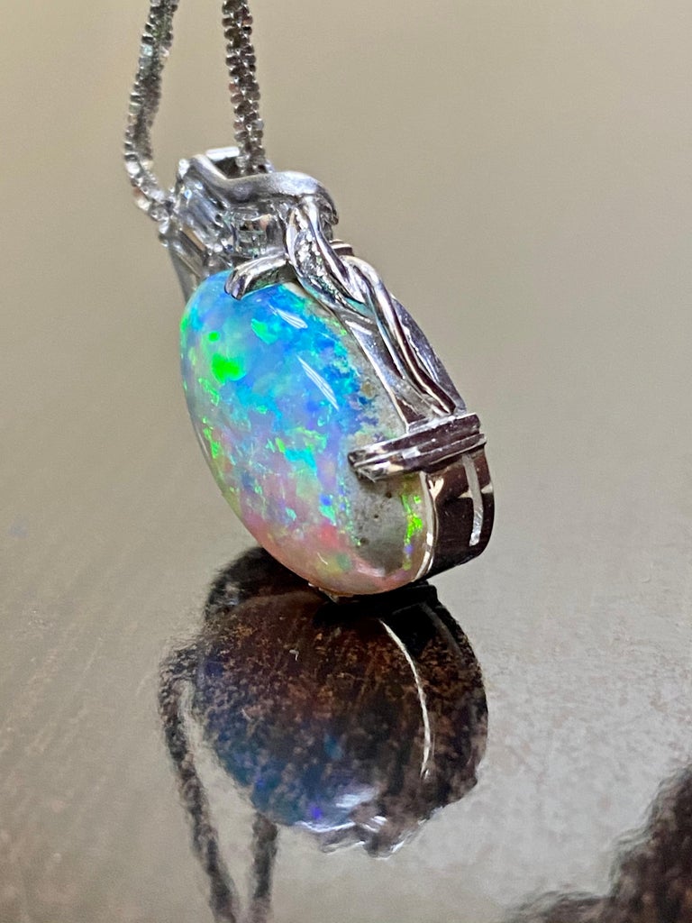 Platinum Emerald Cut Diamond Carat Oval Australian Black Opal