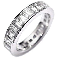 Platinum Emerald Cut Diamond Channel Set Eternity Band  Weighing 3.45 Carats