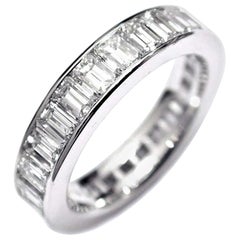 Platinum Emerald Cut Diamond Channel Set Eternity Band  Weighing 3.45 Carats 