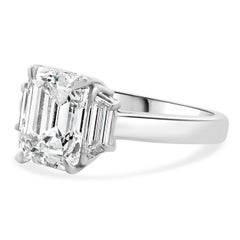 Platinum Emerald Cut Diamond Engagement Ring