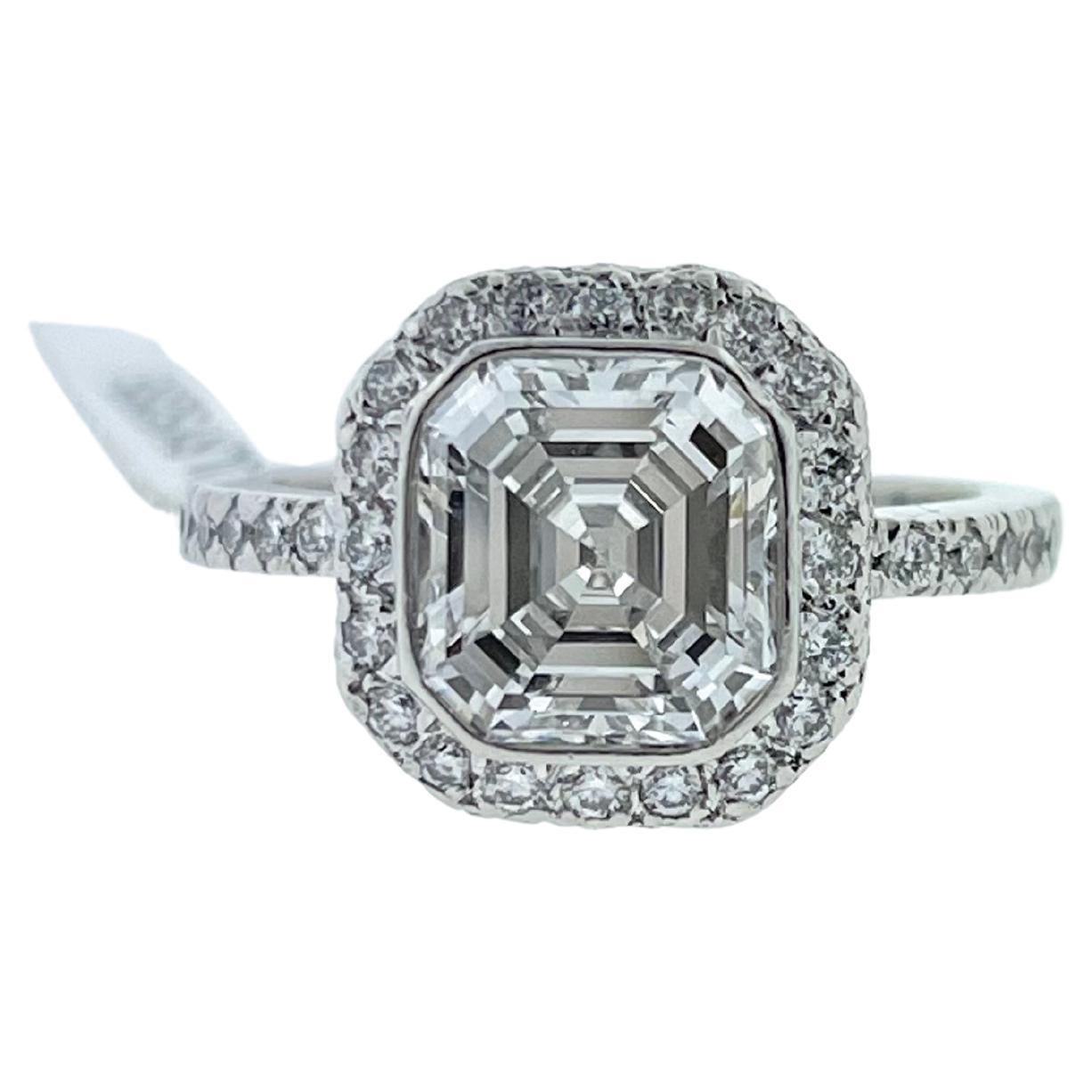 Emerald Cut Diamond Platinum Engagement Ring at 1stDibs