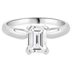 Platin Smaragdschliff Diamant Verlobungsring