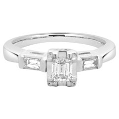 Platinum Emerald Cut Diamond Engagement Ring