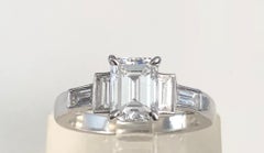 Platinum Emerald Cut Diamond  1.50 CT, Engagement Ring, GIA-EVS2