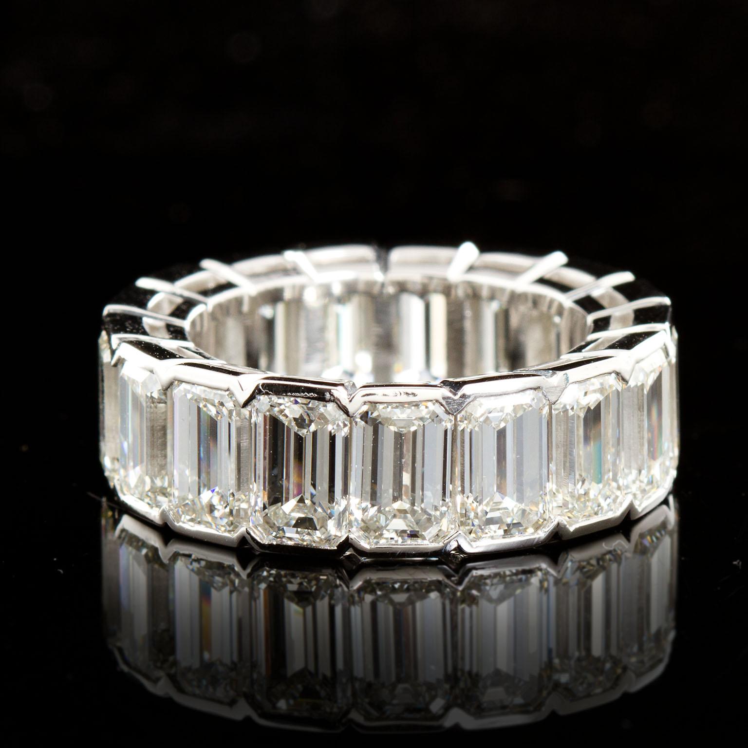 Platinum Emerald Cut Diamond Eternity Band 17 Diamonds 12.00 Carat GIA Certified 2