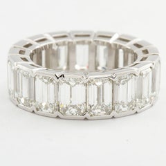 Platinum Emerald Cut Diamond Eternity Band 17 Diamonds 12.00 Carat GIA Certified