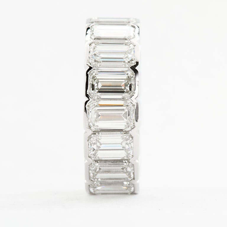Platinum Emerald Cut Diamond Eternity Band 17 Diamonds 12.00 Carat GIA