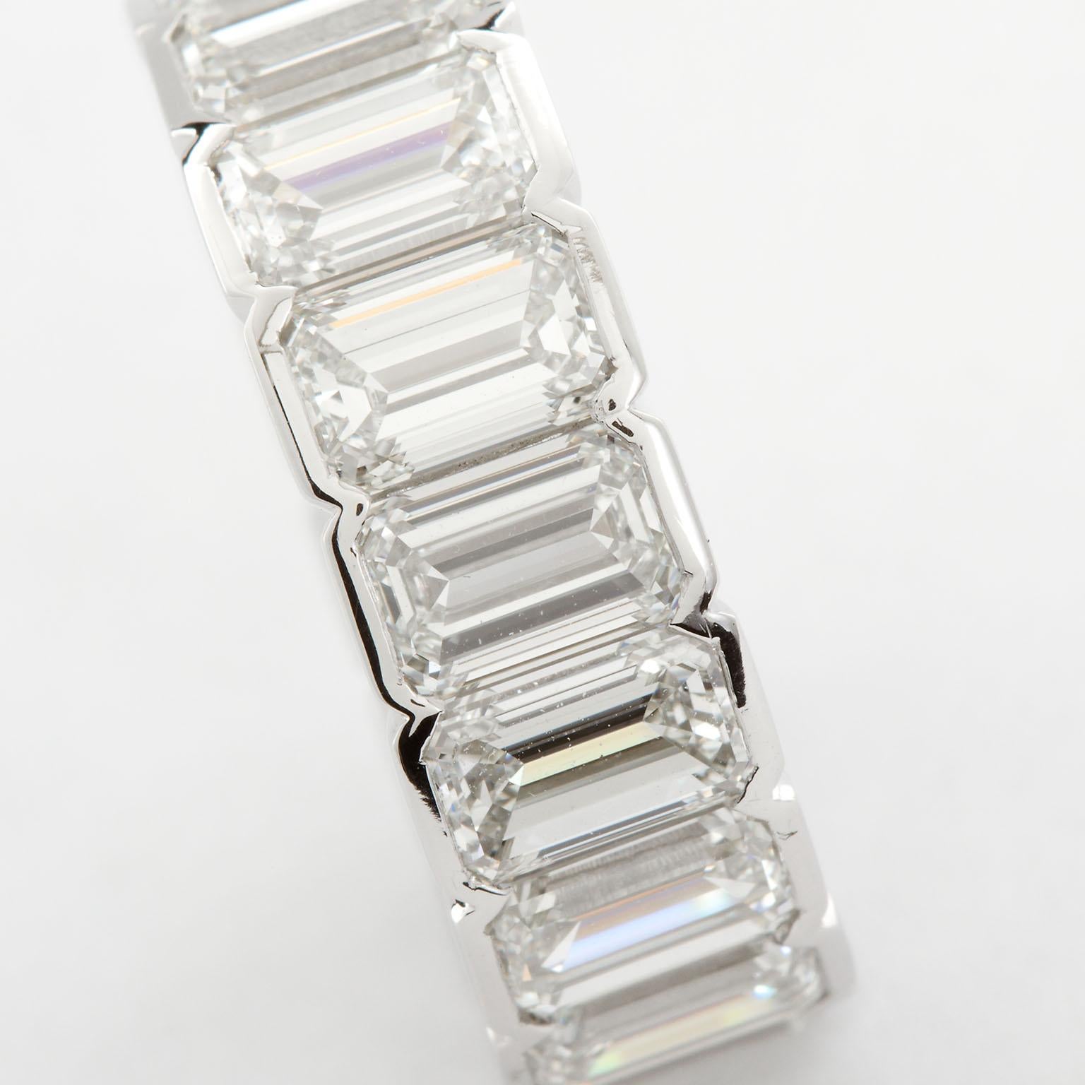 Women's Platinum Emerald Cut Diamond Eternity Band 17 Diamonds 12.00 Carat GIA Certified