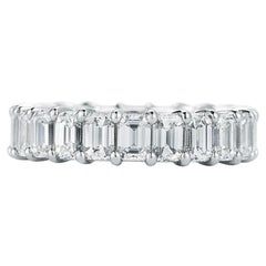 Used Platinum Emerald Cut Diamond Eternity Band 7.00 Carat