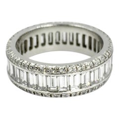 Platinum Emerald Cut Diamond Eternity Band by Favero 4.91 Carat Total Weight