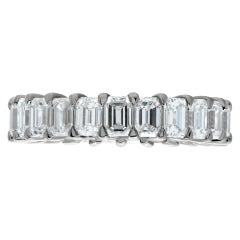 Platinum emerald cut diamond eternity band