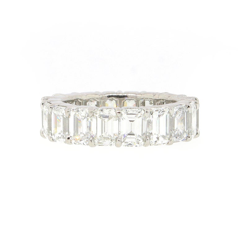 Platinum Emerald Cut Diamond Eternity Band For Sale at 1stDibs