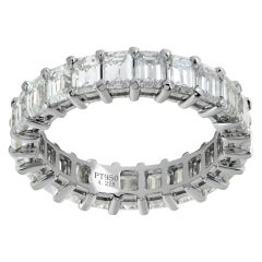 Bracelet d'éternité en platine avec diamant taille émeraude