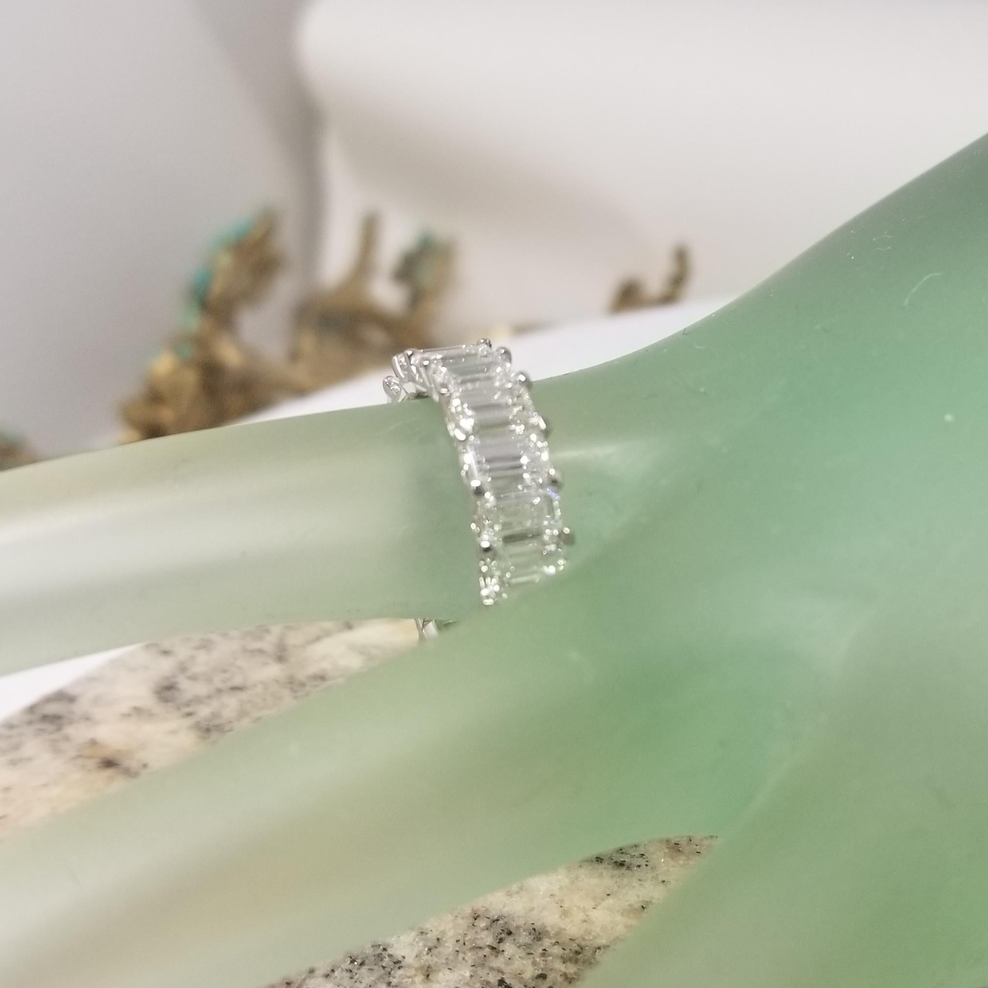 Platinum Emerald Cut Diamond Eternity Ring Weighing 8.20 Carats 1