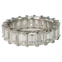 Platinum Emerald Cut Diamond Eternity Ring Weighing 8.20 Carats