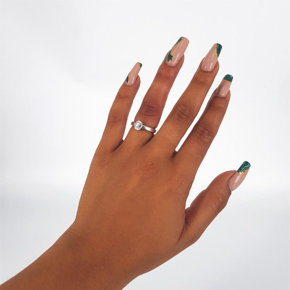 Platinum Emerald Cut Diamond Ring For Sale 8