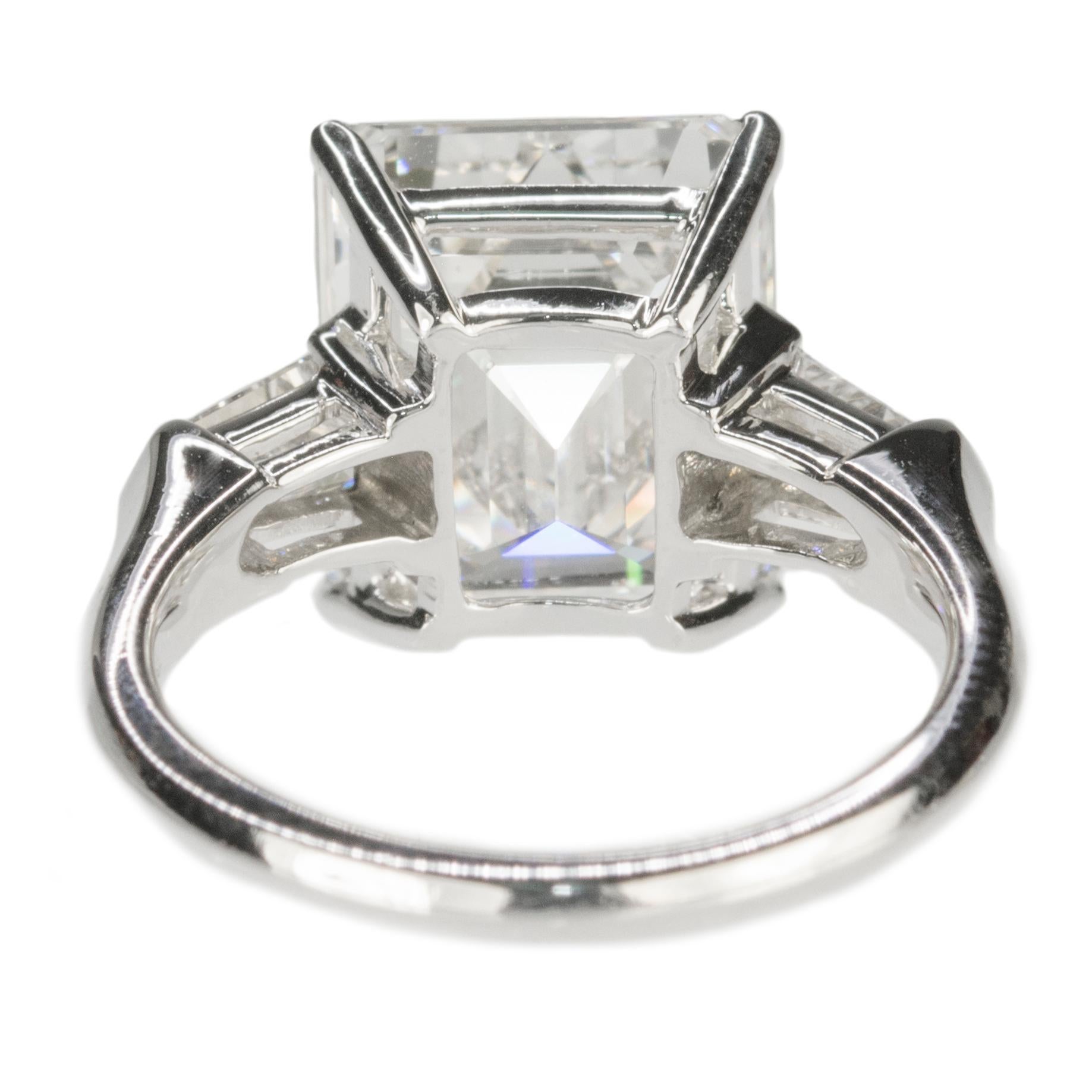 Women's or Men's Platinum Emerald Cut Diamond Ring