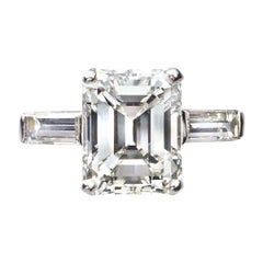 Platinum Emerald Cut Diamond Ring