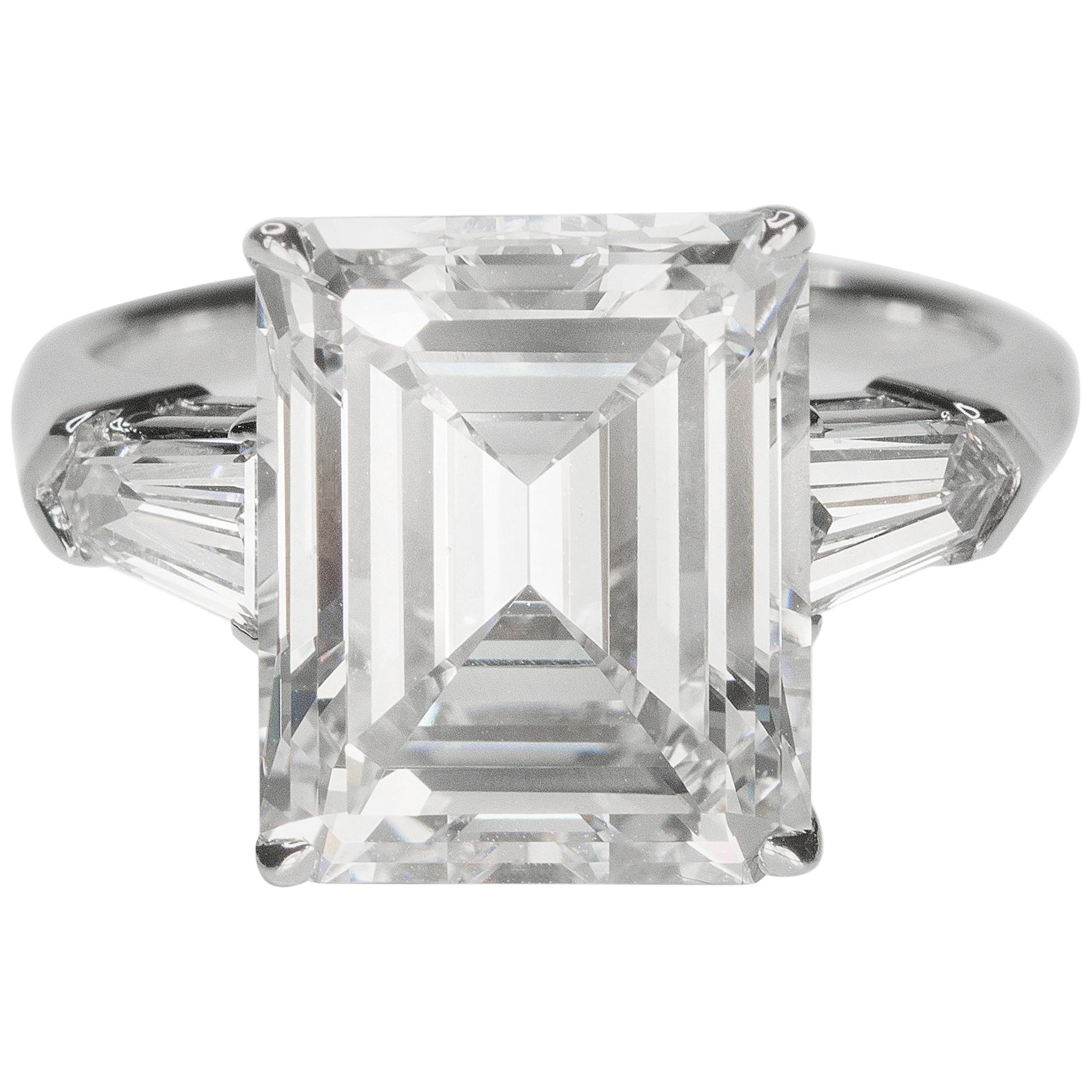 Platinum Emerald Cut Diamond Ring