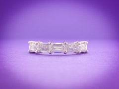 Platinum Emerald Cut Horizontal Diamond Anniversary Band