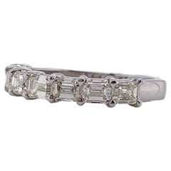 Platinum Emerald Cut Horizontal Diamond Anniversary Band 