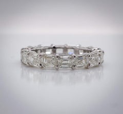 Platinum Emerald Cut Horizontal Diamond Eternity Band