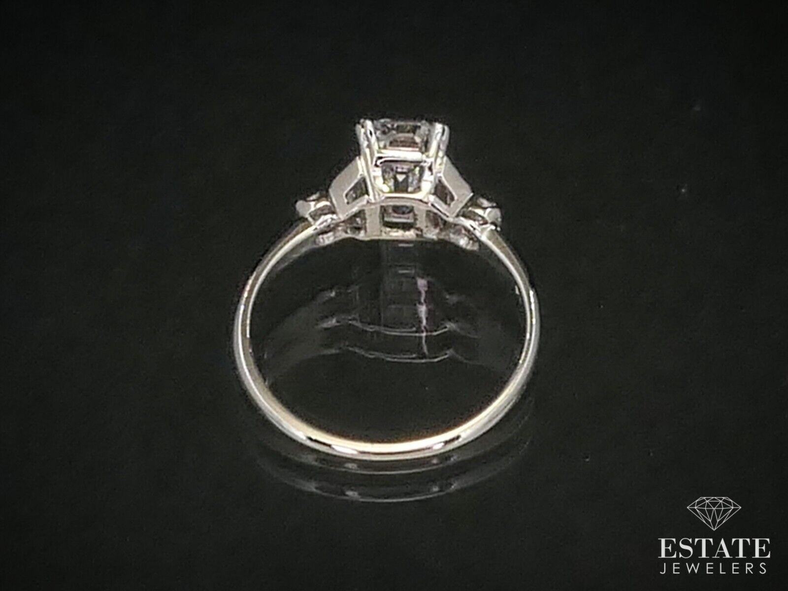 Women's or Men's Platinum Emerald Cut Natural 1.21ct Diamond Engagement Ring i12451 For Sale