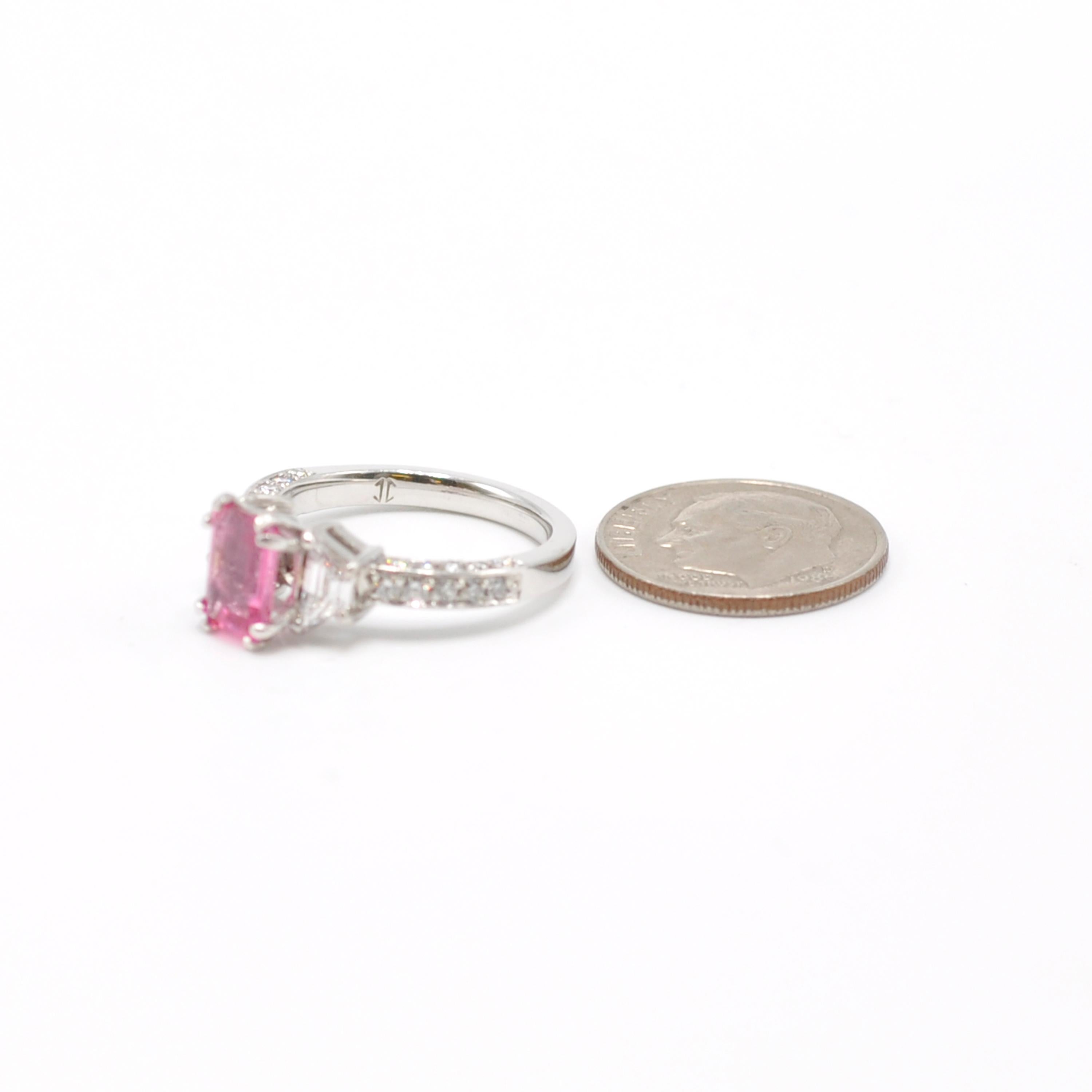 pink sapphire ring emerald cut