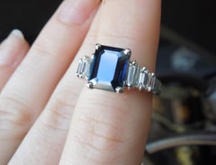 Platinum 4 carat Emerald Cut Sapphire Ring