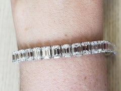 Platinum Emerald Cut Tennis Bracelet