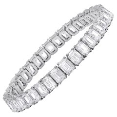 Platinum Emerald Cut Tennis Bracelet