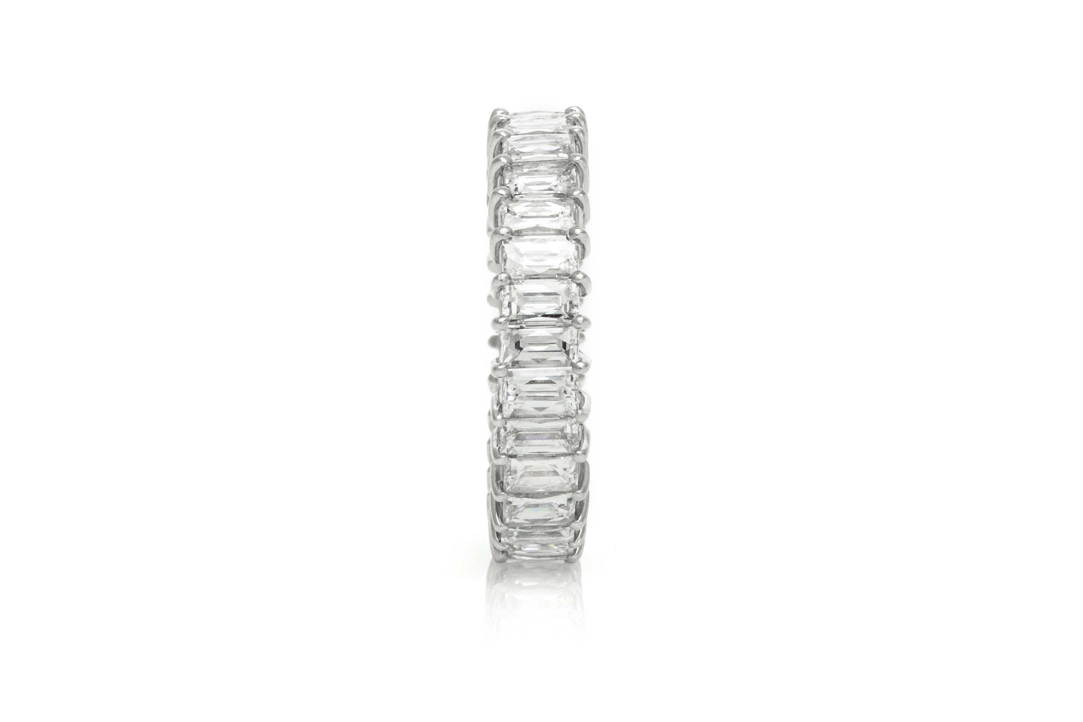 Women's Platinum Emerald Cut Wedding Band For Sale