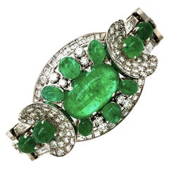 Platinum Emerald Diamond Bracelet, circa 1950