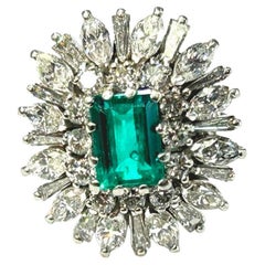 Platinum Emerald & Diamond Cocktail Ring 2.40 Carats