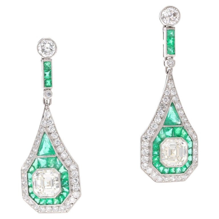 Emerald & Diamond Pillow Talk Drop Earrings