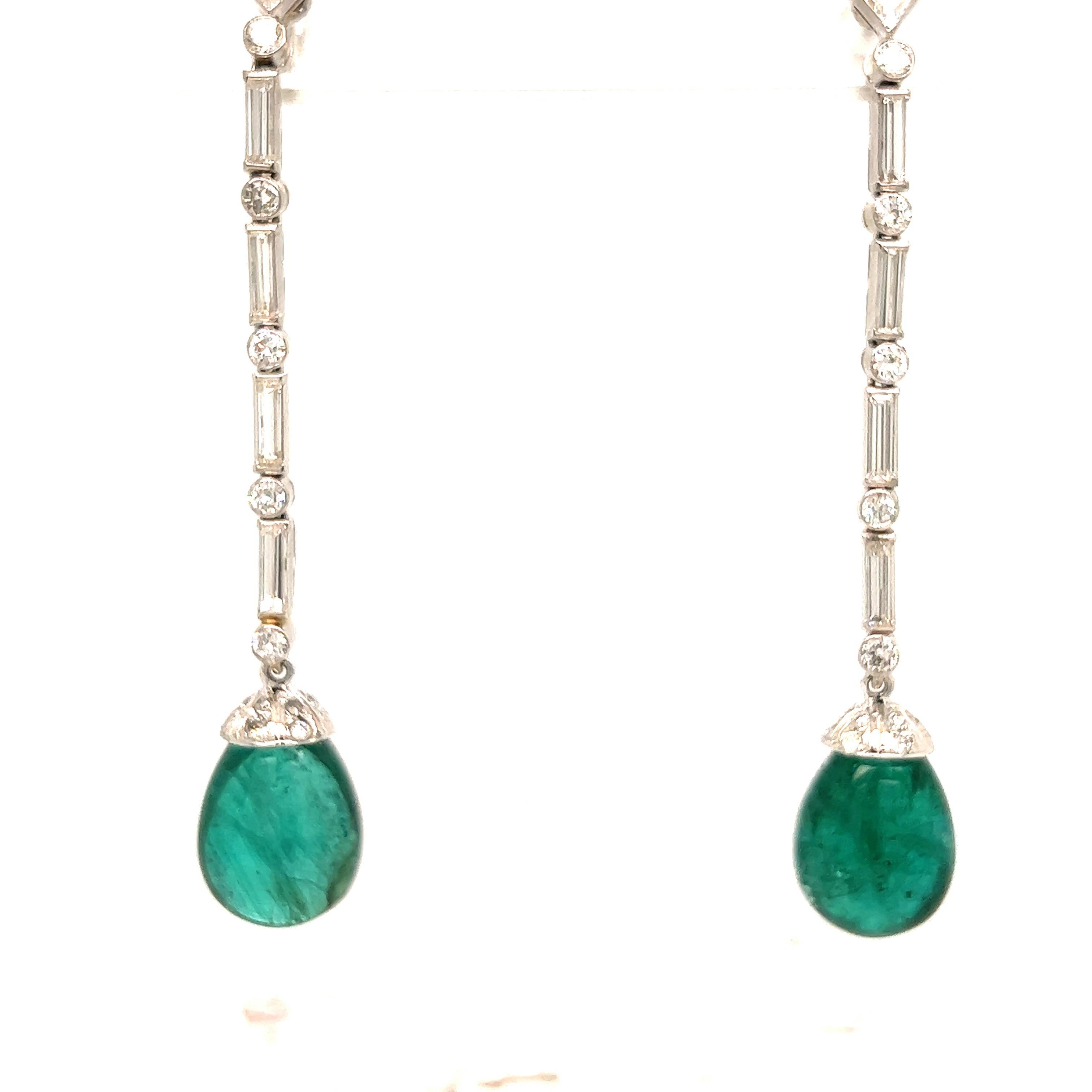 Platinum Emerald & Diamond Earrings  For Sale 2