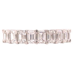 Platinum Emerald Diamond Halfway Eternity Band
