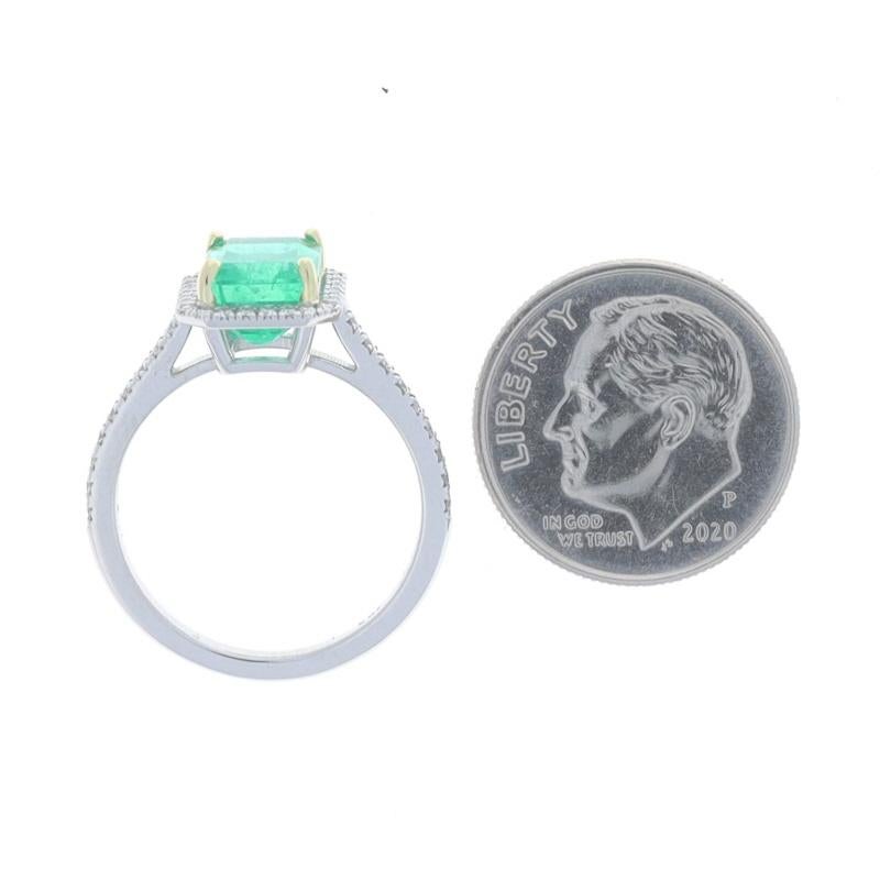 Platinum Emerald & Diamond Halo Ring - 18k Emerald Cut 2.34ctw GIA For Sale 1