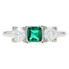 Platinum Emerald Diamond Ring - 900 Emerald Cut 1.23ctw GIA
