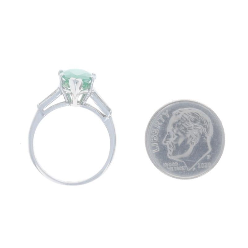 Platin Smaragd-Diamant-Ring - 900 Birnenschliff 2,62 ctw im Angebot 1