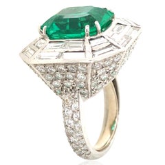 Platinum Emerald Diamond Ring, AGL