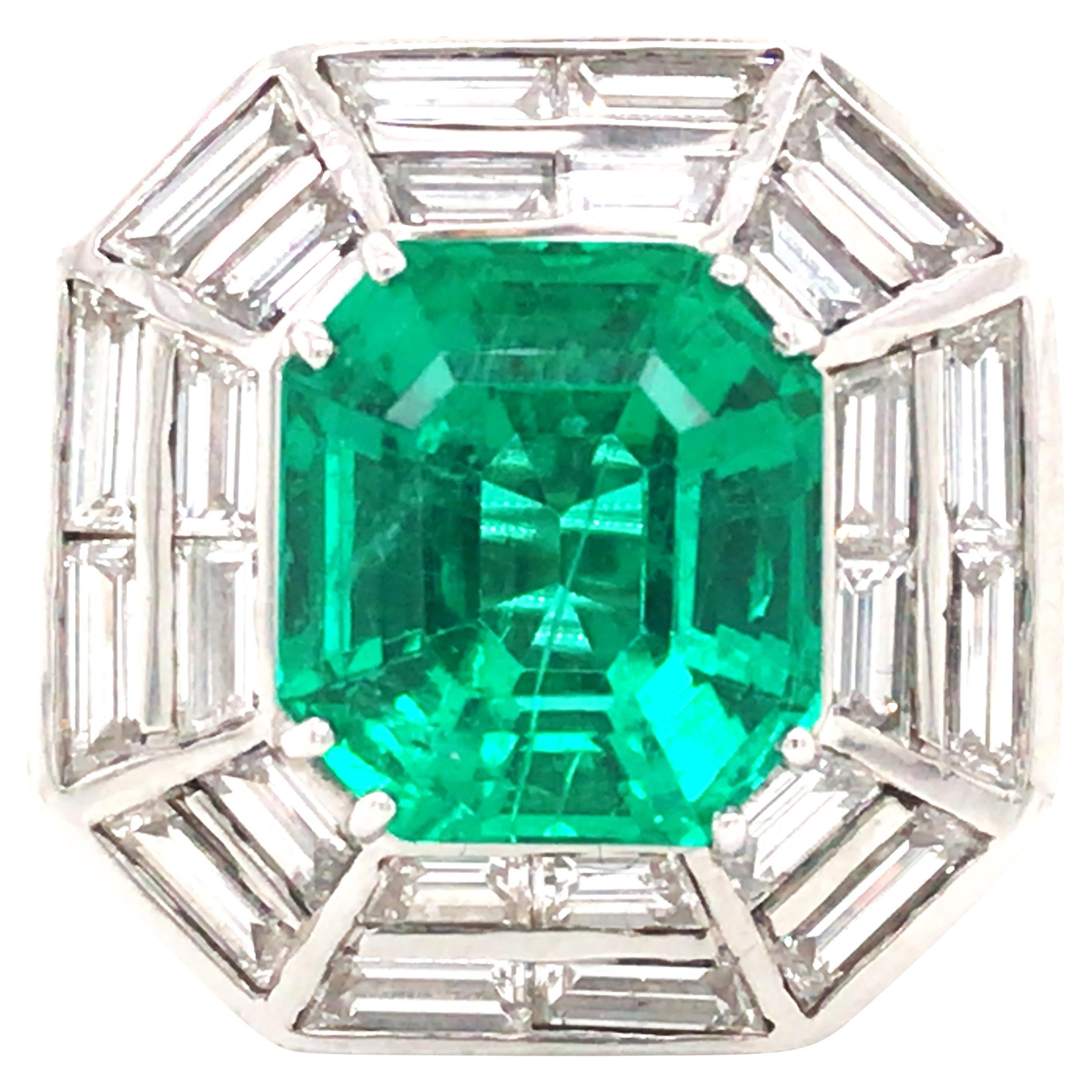 Platinum Emerald Diamond Ring, AGL