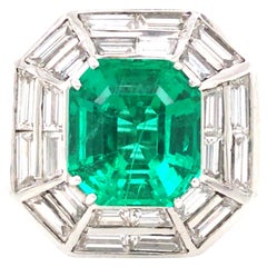 Anillo de diamantes esmeralda en platino, AGL