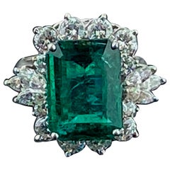 Platinum Emerald & Diamond Ring
